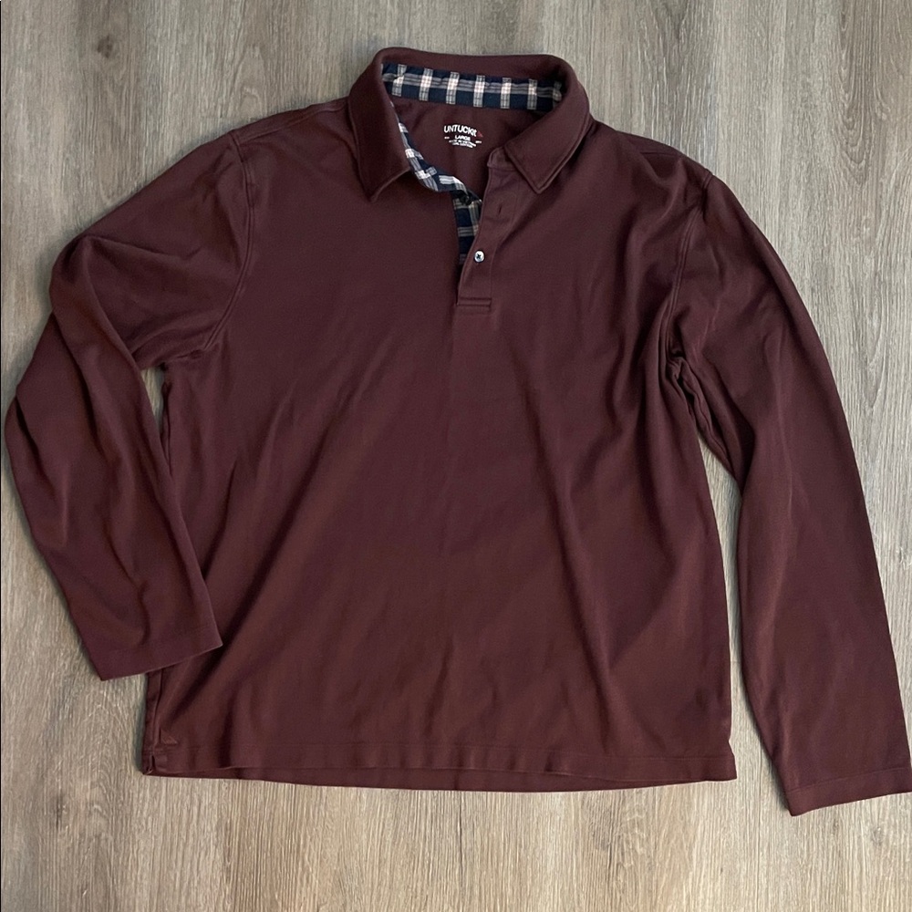UNTUCKit Maroon Long Sleeve Polo Shirt